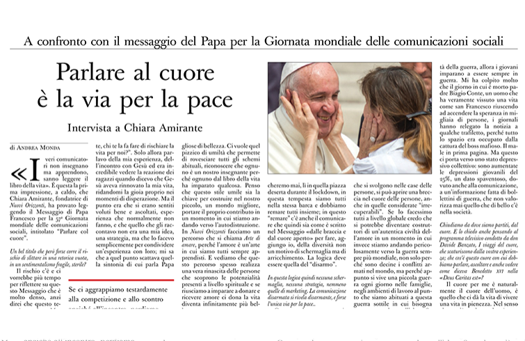 Parlare al cuore è la via per la pace. Intervista a Chiara Amirante